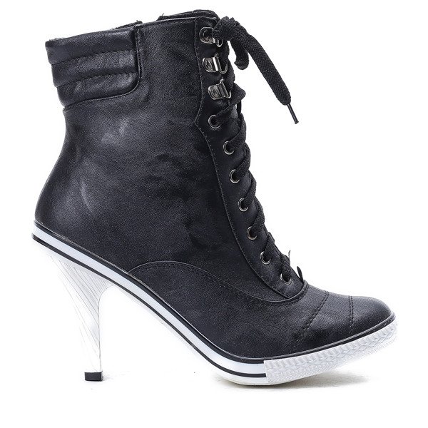 Czarne trampki na szpilce - Obuwie