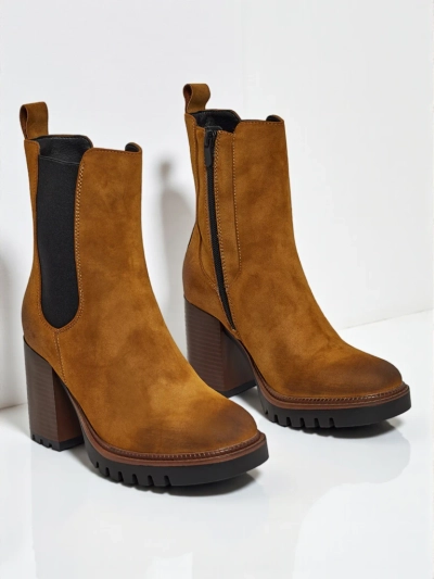 Dámské kotníkové boty Soreya z eko semiše na sloupku