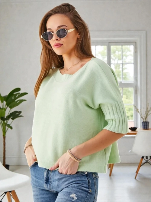 Royalfashion Жіночий в'язаний світшот з віскози з коротким рукавом