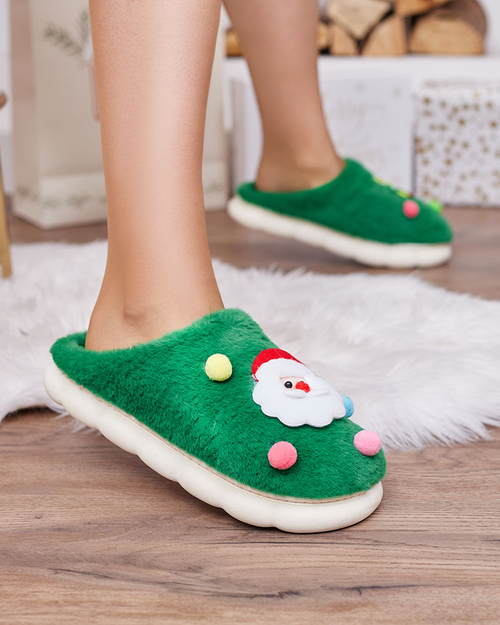 Різдвяні жіночі капці Royalfashion зеленого кольору Fertemse