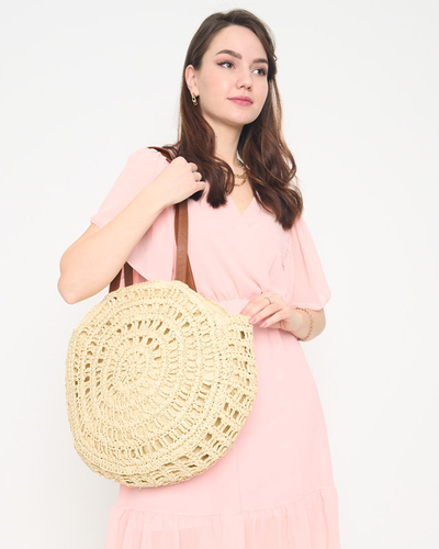 Kulatá béžová slaměná taška pro ženy - Příslušenství