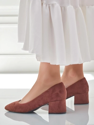 Aurelia Classico – Hnědé dámské semišové lodičky na sloupku 4,5 cm