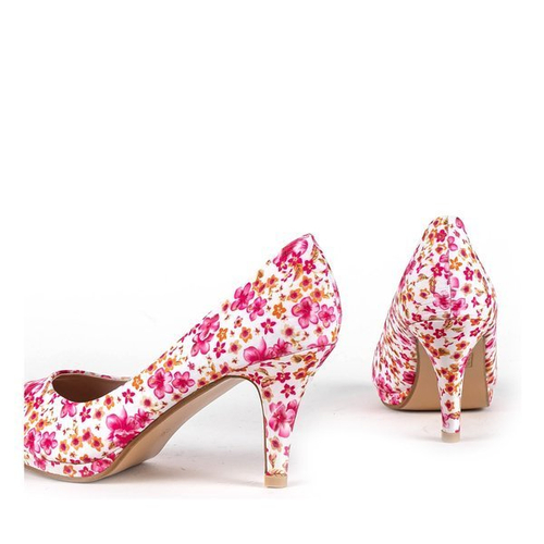 Білі тувлі на шпильці з квітами Coral Springs - Взуття