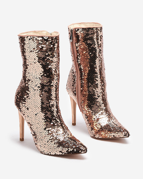 Рожево-золоті жіночі чоботи з паєтками Lexillo- Footwear