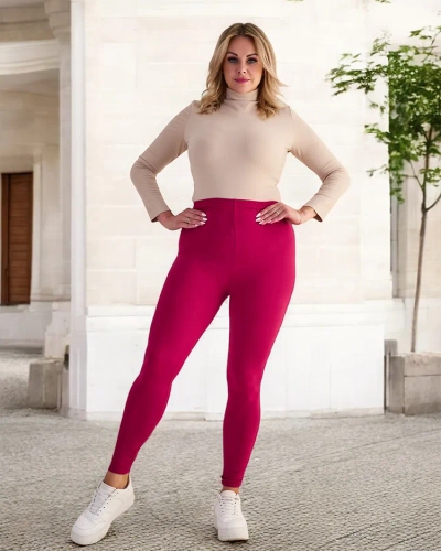 Bordó dámské bambusové legíny PLUS SIZE - Oblečení