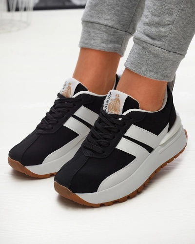 Černá dámská sportovní obuv z ekokůže s barevnými vsadkami Tifora- Obuv