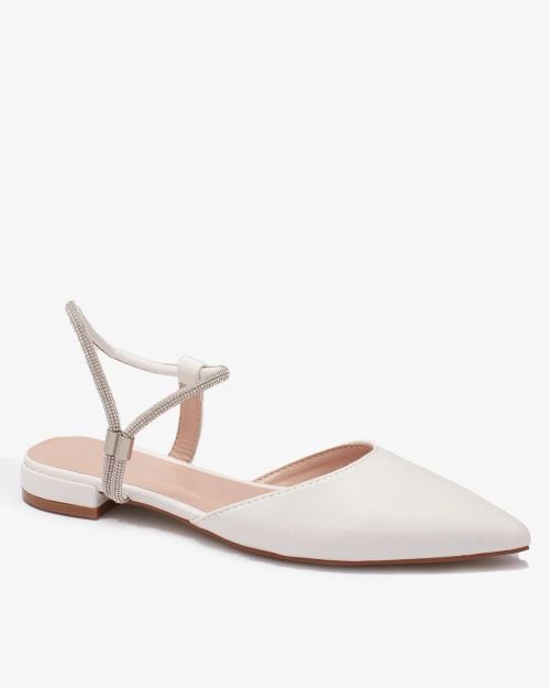 Royalfashion Білі жіночі босоніжки на плоскому каблуці з блискучою підошвою