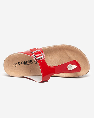 Червоні лаковані жіночі шльопанці Елоці - Взуття