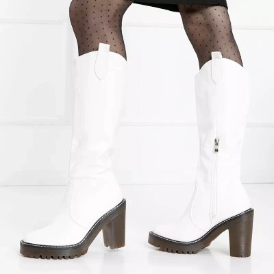 OUTLET Dámské teplé kozačky v bílé barvě Ziva - Obuv