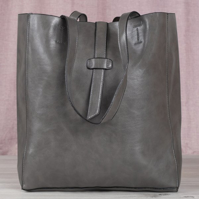Сіра велика наплічна сумка для жінок - Сумочки