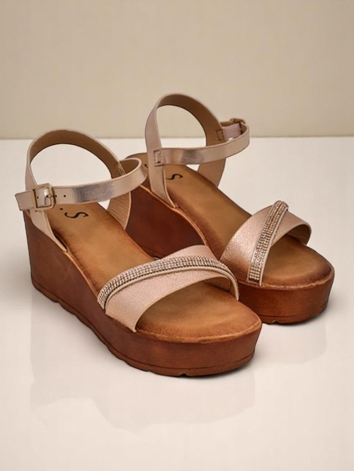 Royalfashion Жіночі сандалі на платформі з стразами та блискітками Aurora Glow