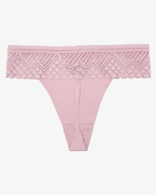 Рожеві жіночі трусики стрінги з мереживом - Нижня білизна