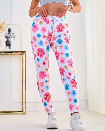 Royalfashion Dámské kalhoty z květované látky