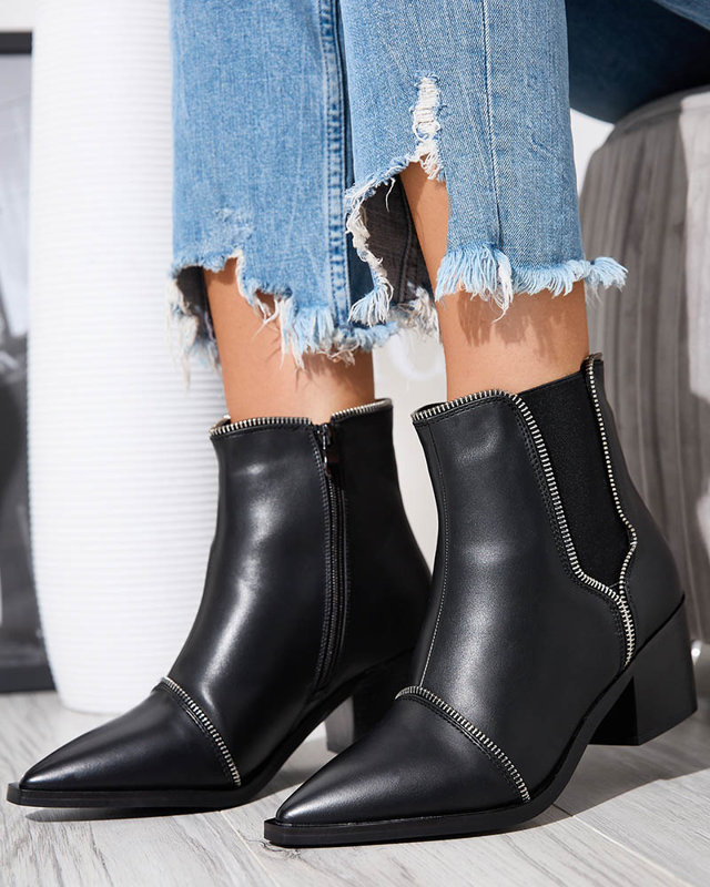 Černé dámské kozačky na sloupku Gallist - Obuv