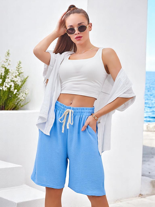 Royalfashion Короткі жіночі шорти з еластичним поясом та шнурівкою до колін