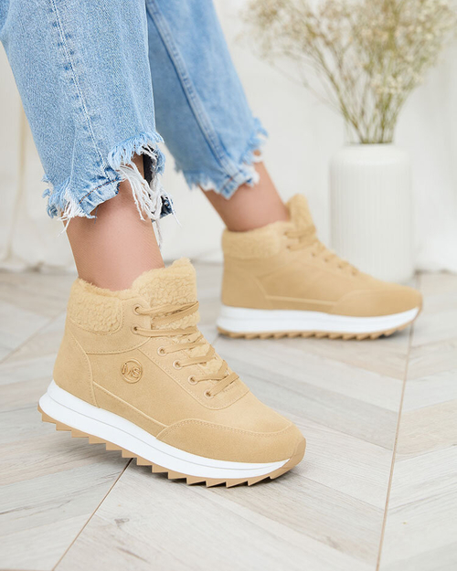 Royalfashion Жіночі утеплені спортивні черевики світло-коричневого кольору Cerrto