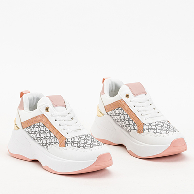 Білі жіночі кросівки з рожевими вставками Weniso