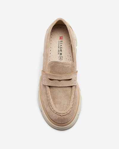 Světle hnědé dámské ažurové mokasíny na pevné podrážce Ejina - Obuv