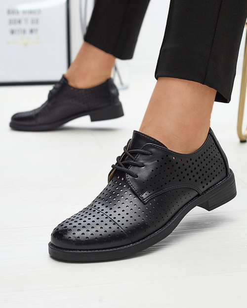 Ажурні чорні жіночі напівчеревики з екошкіри Azedvo- Footwear