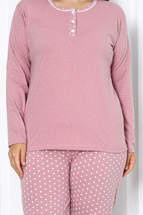 Royalfashion Жіночі бавовняні піжами з 2-х частин у горошок РОЗМІР ПЛЮС