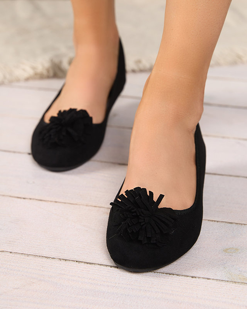 Чорні еко-замшеві балерини з декором Kviassi. Взуття