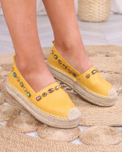 Žluté dámské espadrilky s krystaly Ziennie - Obuv