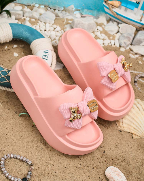 Royalfashion Жіночі гумові шльопанці з декоративним бантом Nilm