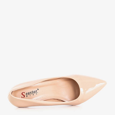 Бежево-рожеві лаковані туфлі на підборах Brucie - Взуття