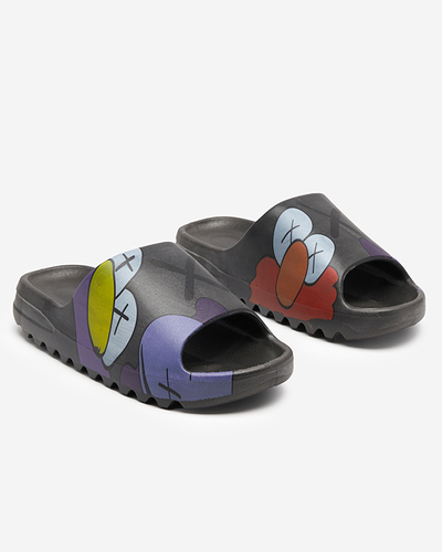 OUTLET Černé gumové dámské pantofle s potiskem Pfizz-footwear