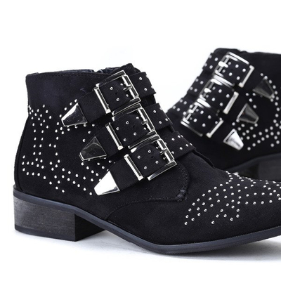 Czarne botki Caudice zdobione dżetami- Obuwie