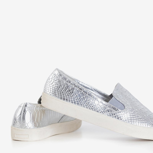 Срібні мокасини з дзеркальним носком Messaderra - Взуття