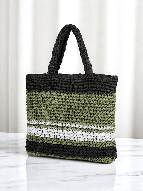 Роялфешн Велика жіноча солом'яна сумка Paris Stripe