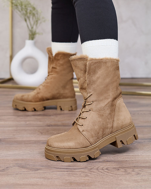 Royalfashion Світло-коричневі жіночі черевики на шнурівці Cavenma