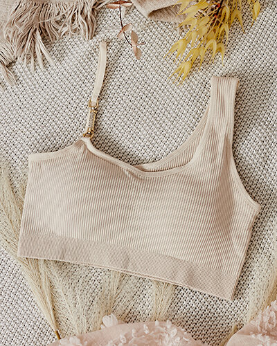 Royalfashion Dámská žebrovaná podprsenka s ozdobným ramínkem