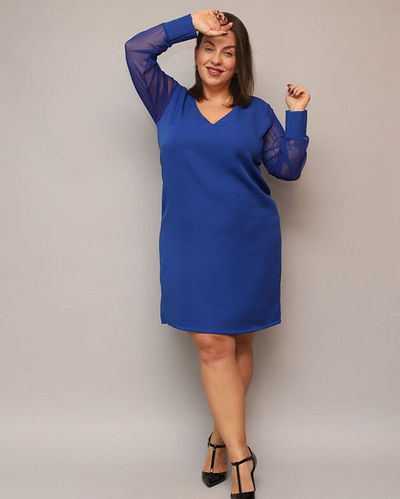 Lesklé šaty nad kolena v zelené barvě PLUS SIZE- Oblečení