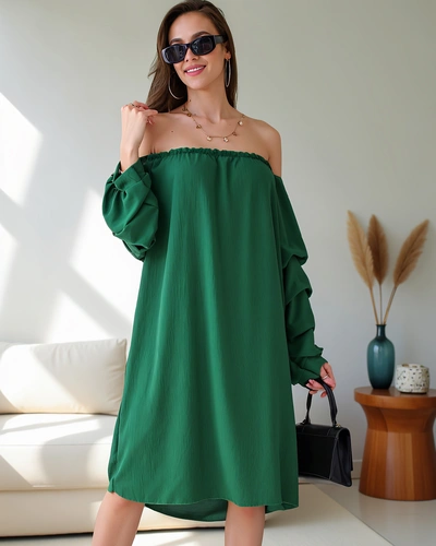 Royalfashion Hladké dámské šaty ve španělském stylu s volány