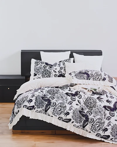 Royalfashion Vzorované povlečení s volánkem 160x200 sada 3 KUSY