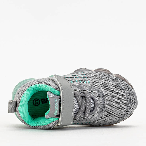 Сірі дитячі кросівки з елементами кольору м'яти Dons