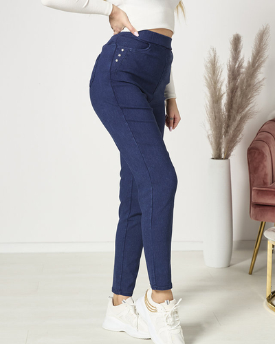 Темно-сині жіночі лосини PLUS SIZE- Одяг