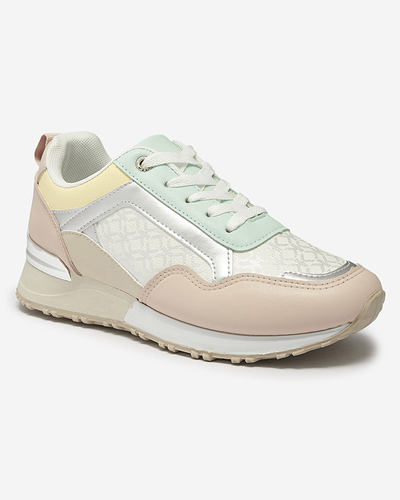 Dámská béžovo-růžová šněrovací sportovní obuv Mnerio- Obuv