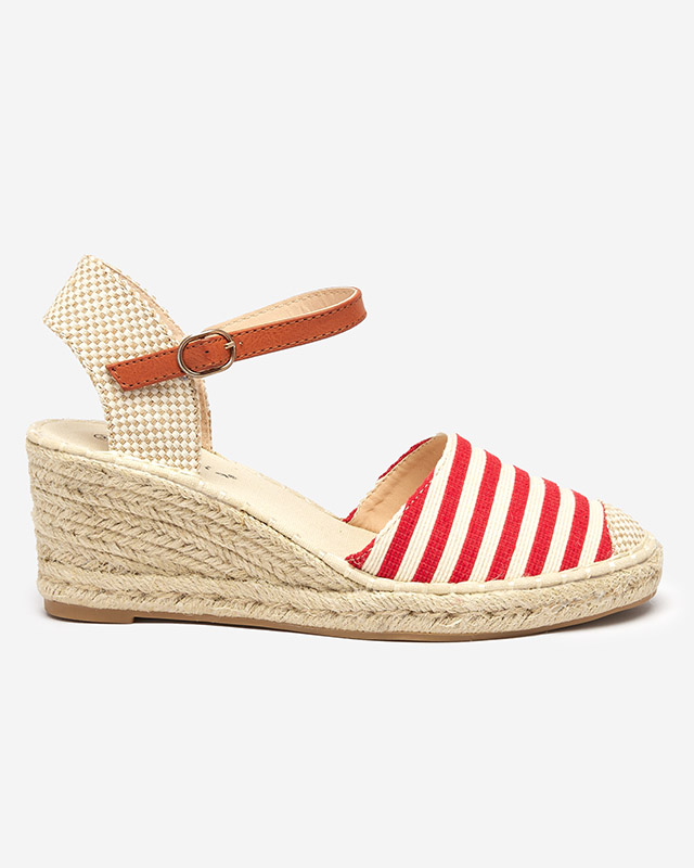 Červené dámské sandály a'la espadrilky s pruhy Mecera - Boty