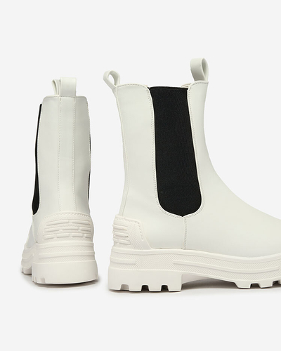 Royalfashion Dámské kozačky na podpatku v bílé barvě Yennas