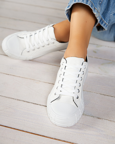 Bílé dámské tenisky s černým pruhem Sols- Footwear