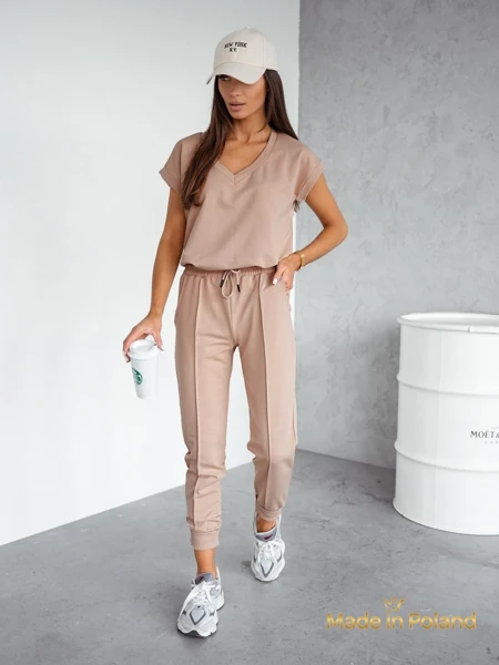 Béžová Souprava Livia s Výstřihem do V