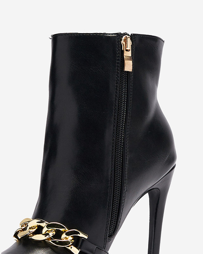 OUTLET Černé kozačky na jehle zdobené řetízkem Rittle- Obuv