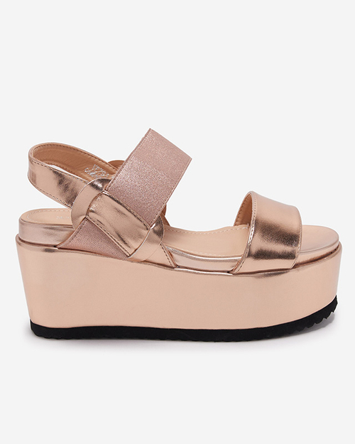 Рожево-золоті жіночі босоніжки з еко шкіри на платформі Kosall-Footwear