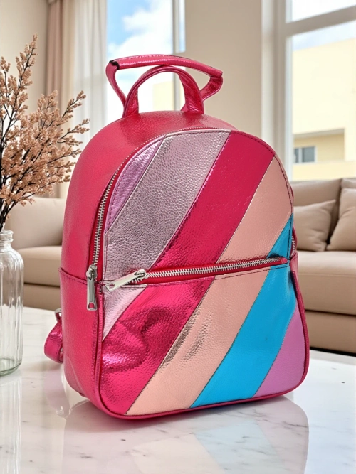 Royalfashion Жіночий рюкзак із екошкіри з металевими смугами Metallic Stripes
