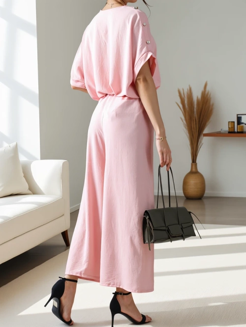 Royalfashion Жіночий casual комплект з блузкою з коротким рукавом та широкими штанами