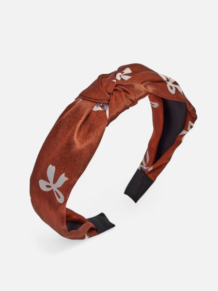 Royalfashion Saténová čelenka do vlasů s pletením a potiskem