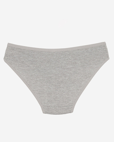 Šedé bavlněné dámské kalhotky s vyšívanou kočkou - Spodní prádlo